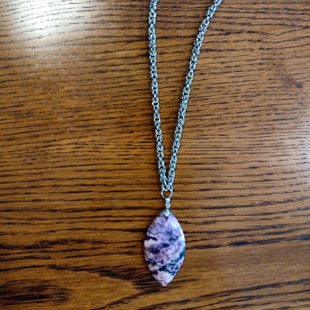 Handmade byzantine necklace with natural stone pendent